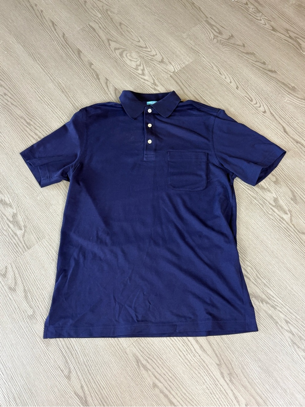 J. McLaughlin Deep Navy Short-Sleeve Polo with Chest Pocket